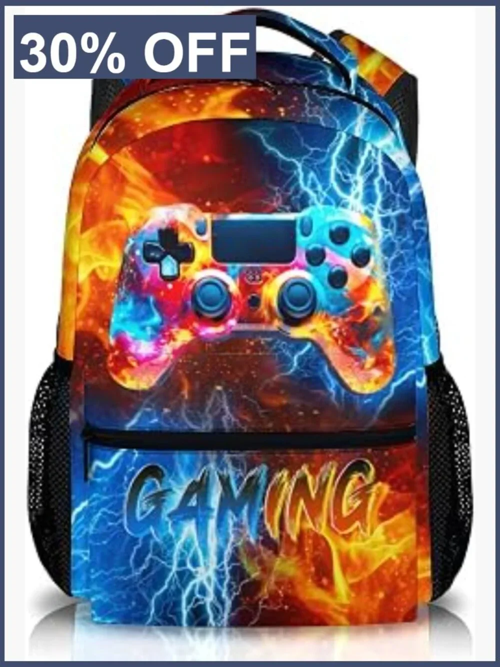 Kids Gamer Backpack for School, Lightweight Polyester Bookbag with Padded